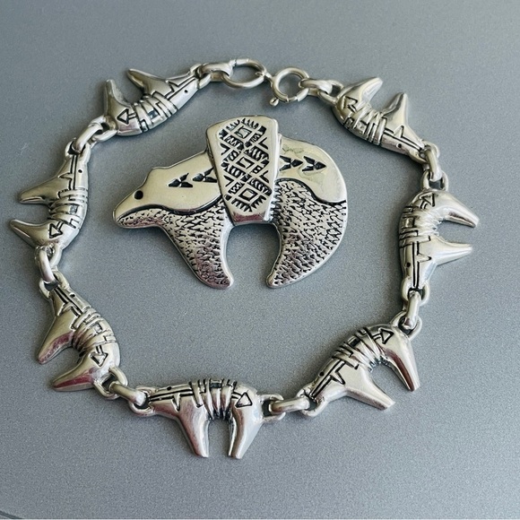 Navajo Signed Maloney/ Melissa Yazzie Bear Native American Sterling 925 … - Picture 6 of 7